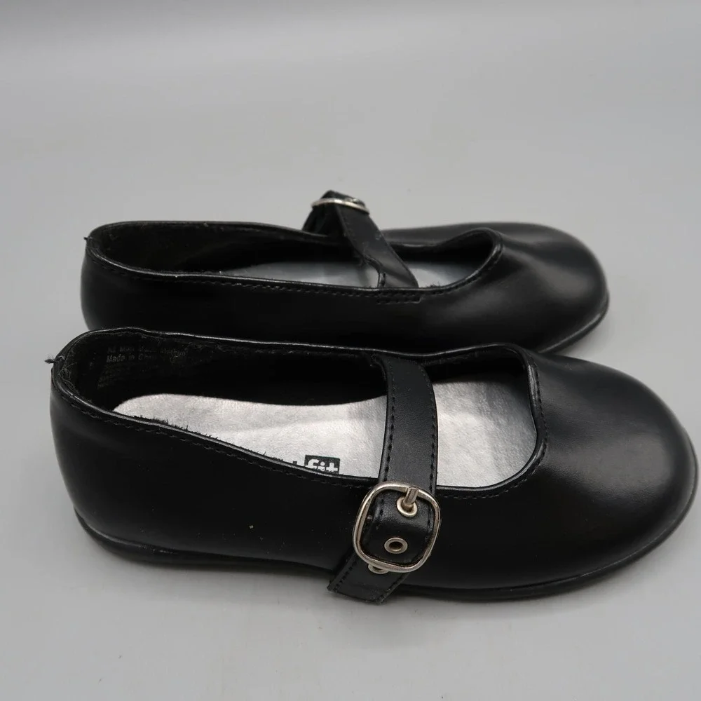 Smartfit Girl's Mary Jane Shoes Size 7.5c Black Flats Slip on